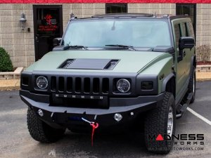 Hummer H2 Dakar Front Winch Bumper - Texture Black WARN M8000, 9.5xp